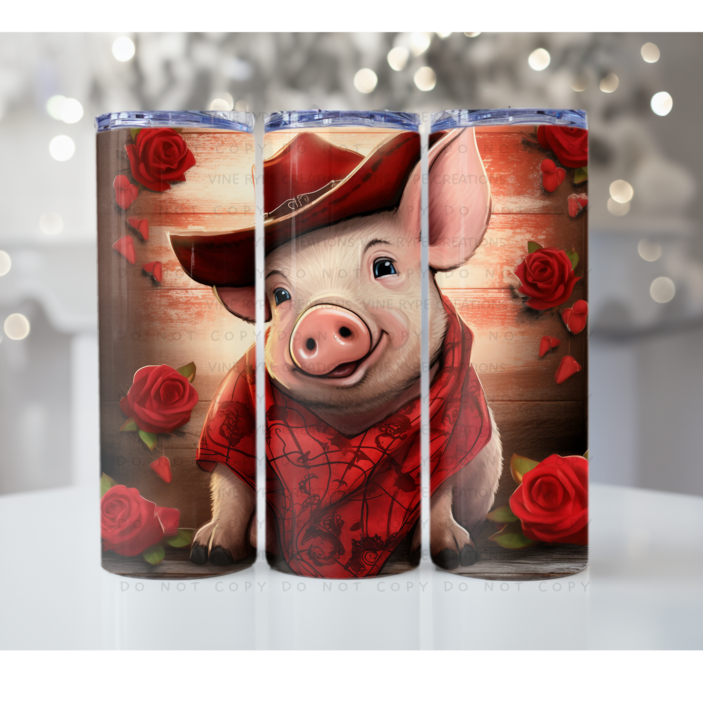 Cute Pig Valentine Skinny Sublimation Tumbler