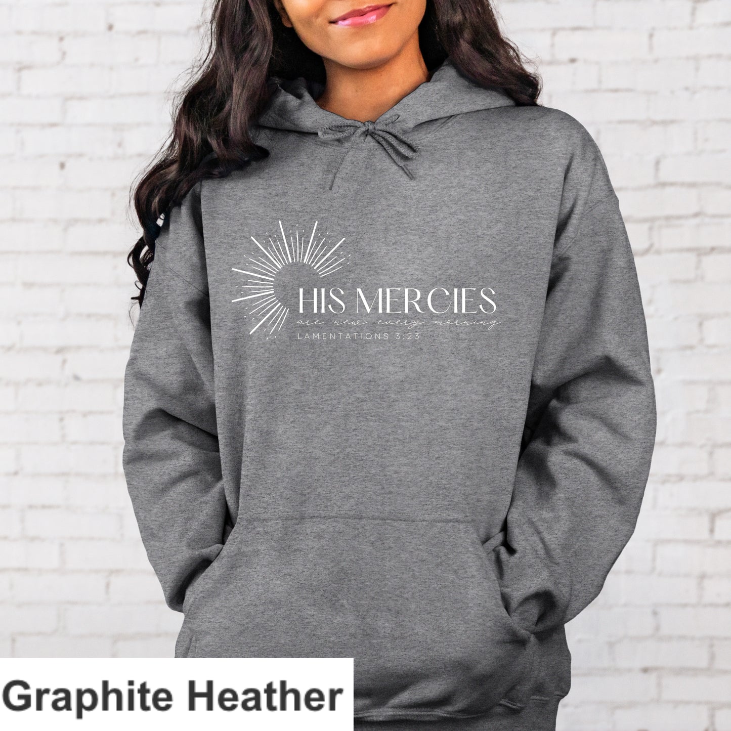 His Mercies White Letter Hoodie
