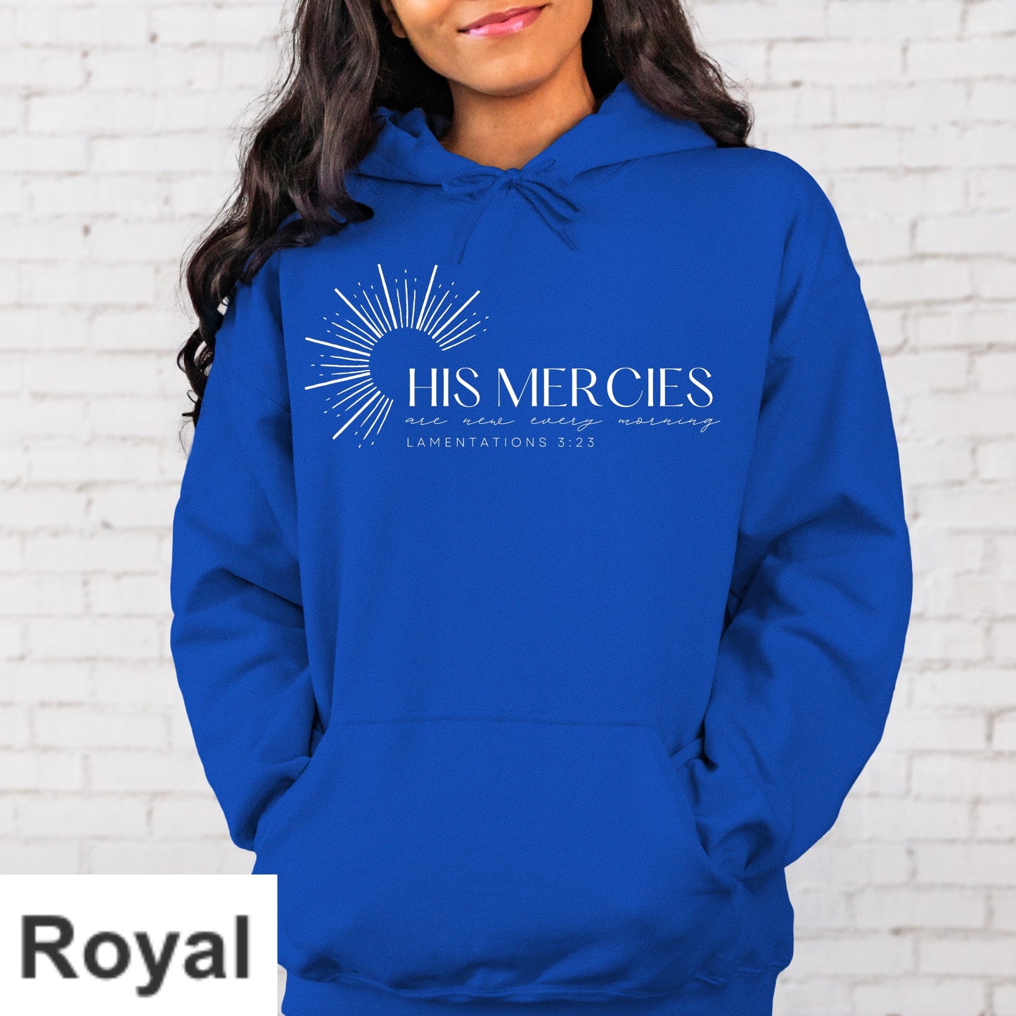 His Mercies White Letter Hoodie