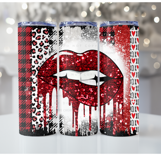 Valentine Lips Skinny Sublimation Tumbler