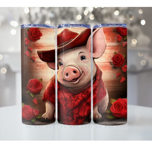 Cute Pig Valentine  Skinny Sublimation Tumbler