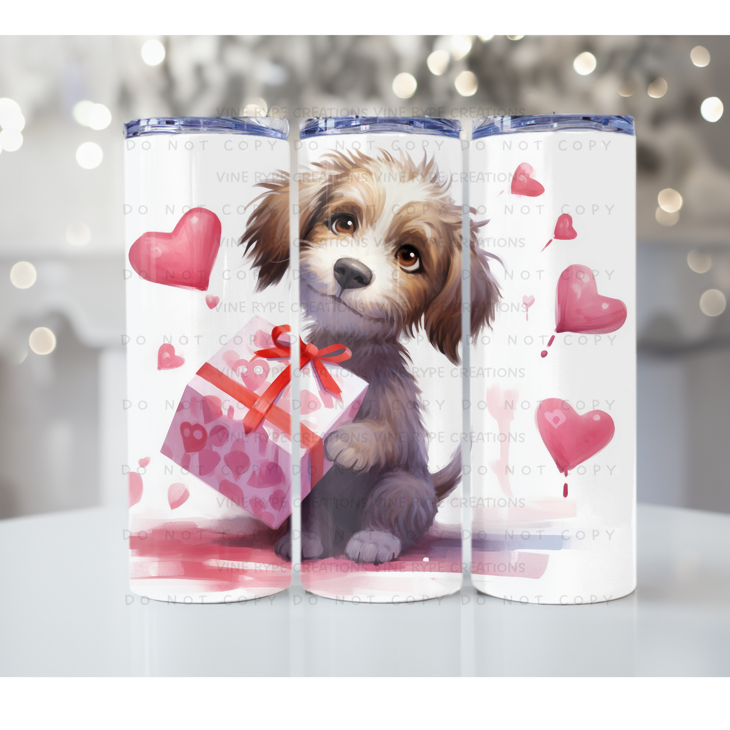 Dog Valentine Skinny Sublimation Tumbler