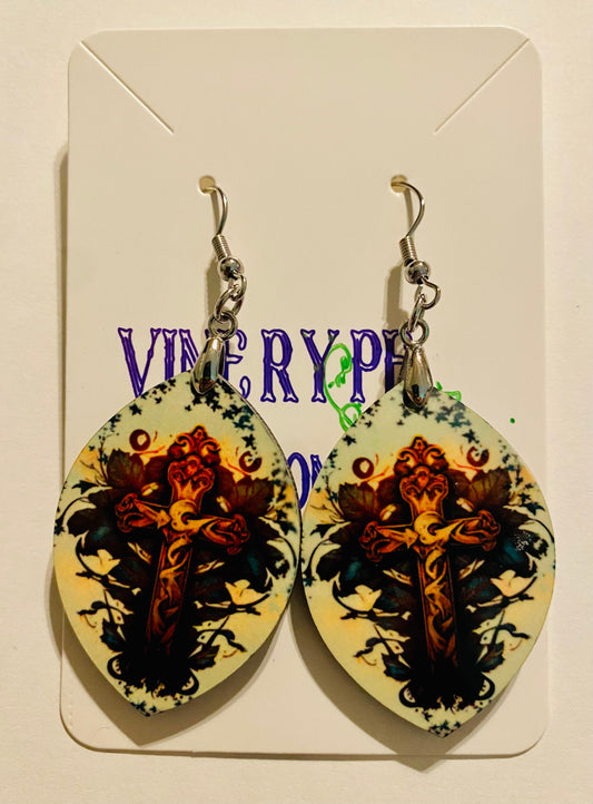 "Decorative Cross" Sublimation Earrings