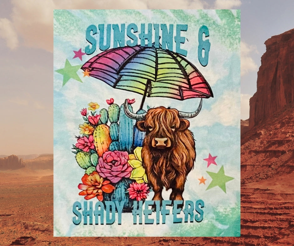 "Sunshine And Shady Heifers" Sublimation Short Sleeved t-shirt