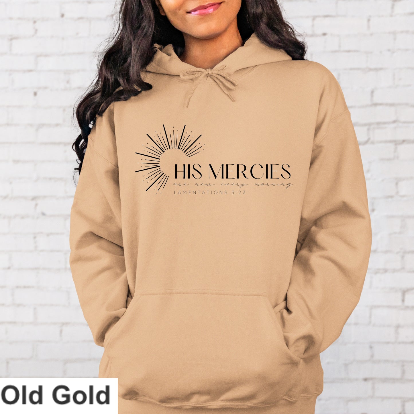 His Mercies Black Letters Hoodie