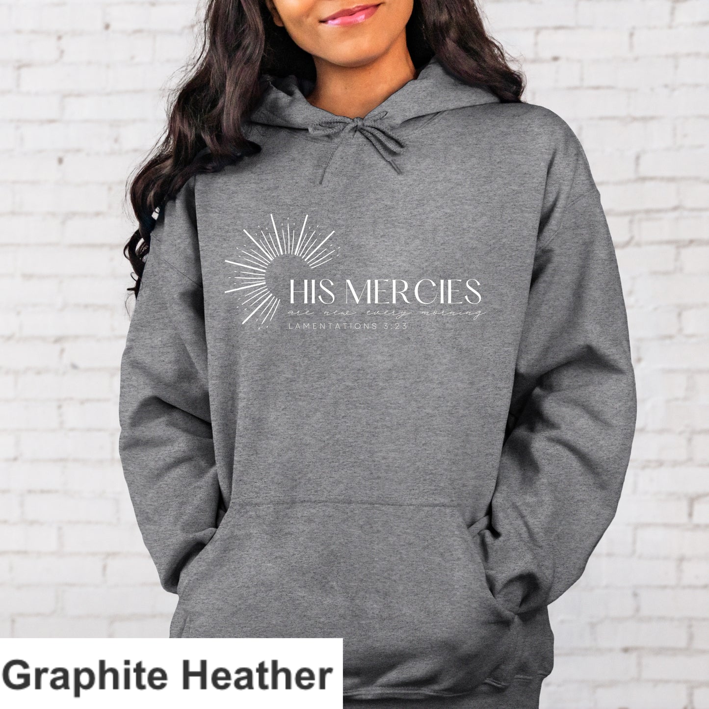 His Mercies White Letter  Hoodie